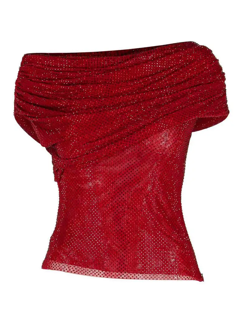 Top in poliestere bordeaux Rosso Scuro