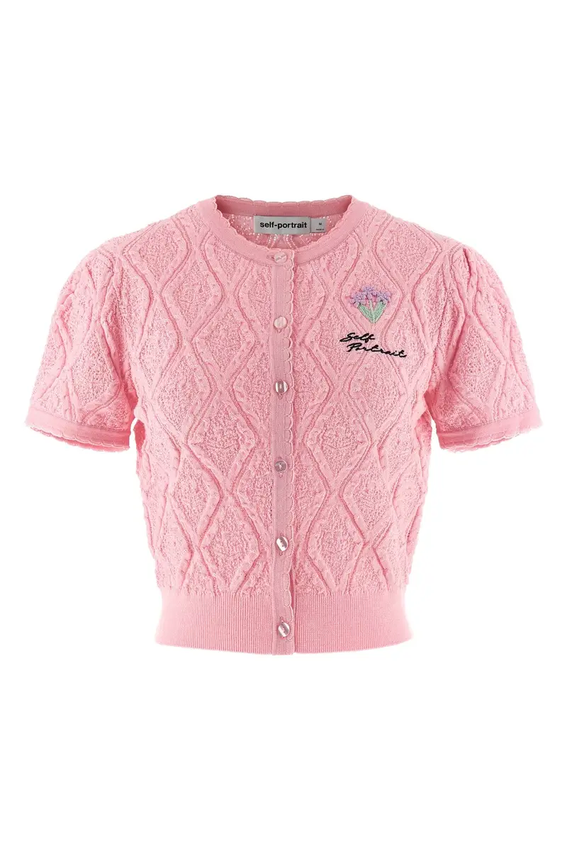 Top Pink Pointelle Knit Rosa