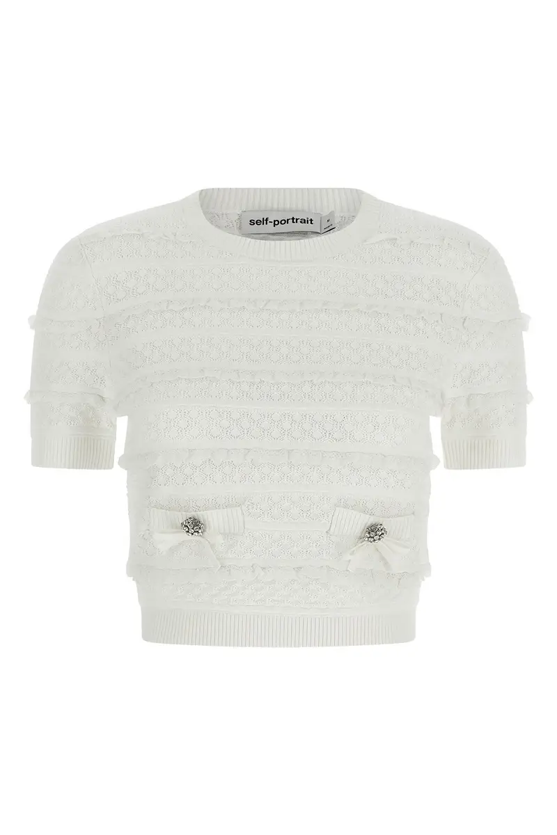 Top Pointelle Knit Bianco