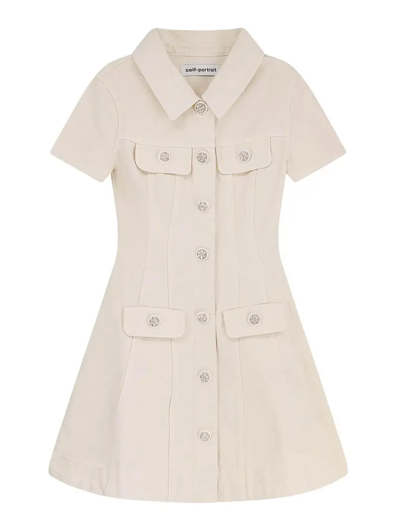 Vestito Corto in denim Bianco