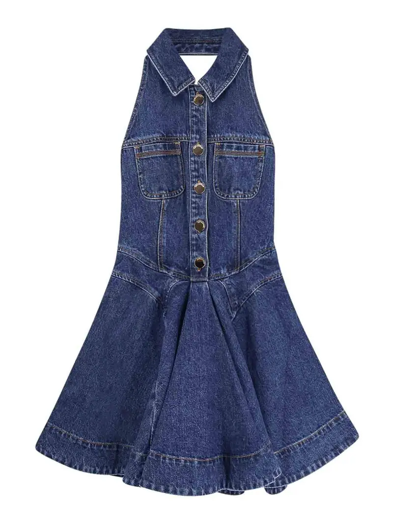 Vestito Corto in denim Blu