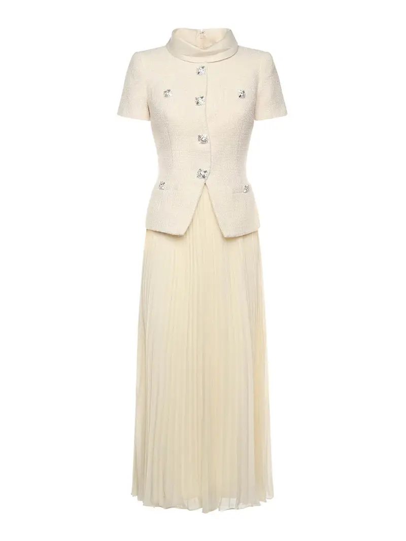 Vestito midi Boucl Bianco