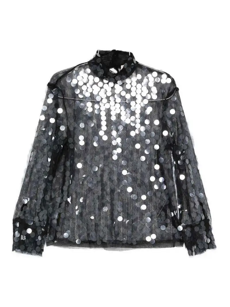 Camicetta con paillettes Nero