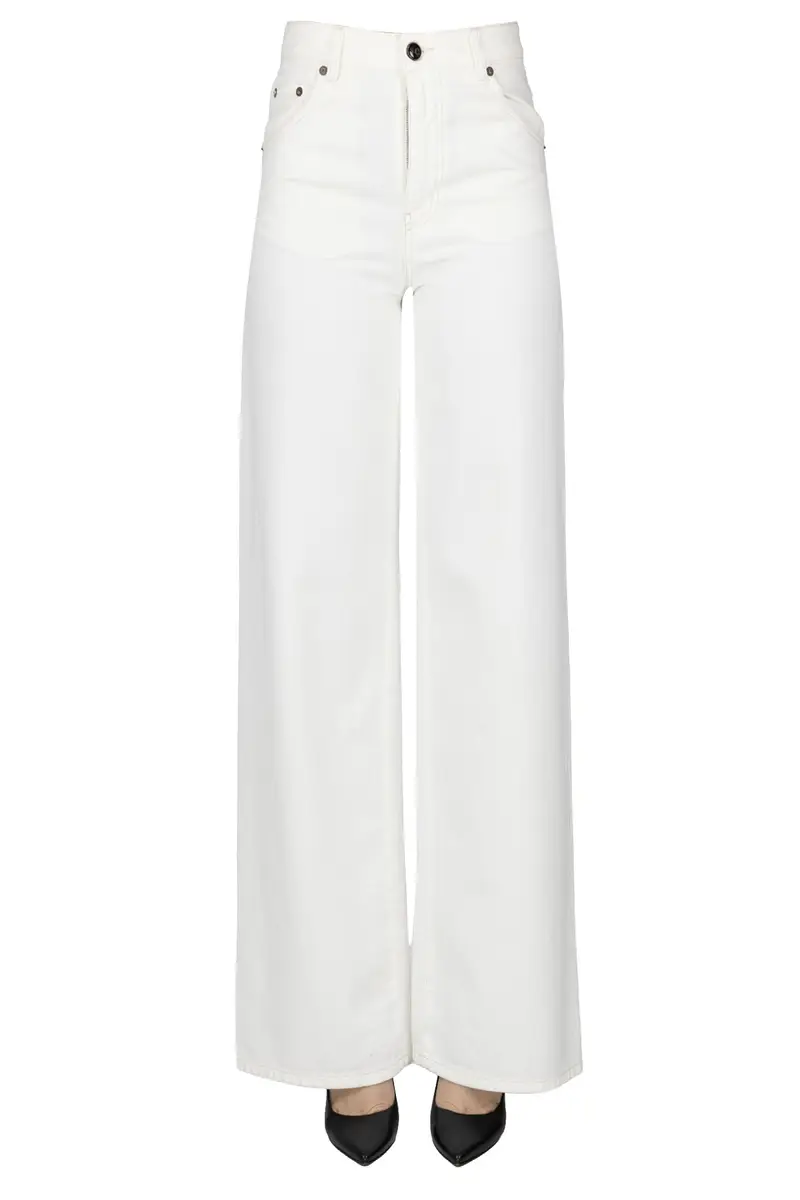 Jeans wide leg Avorio