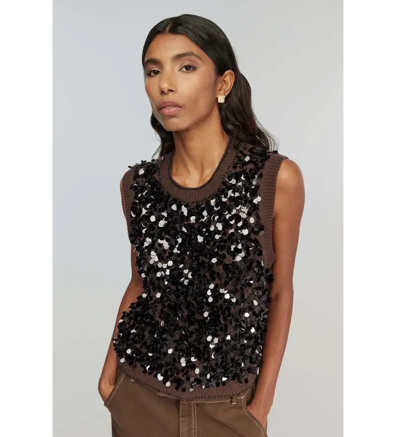 SEMICOUTURE Gilet Donna Marrone 4052934