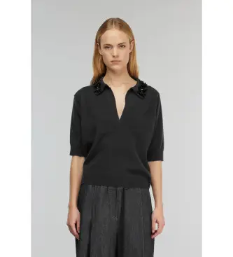 per donna Y5WD27 Polo Giulia Nera (M), Nero, Casual, Chachemire, Manica lunga