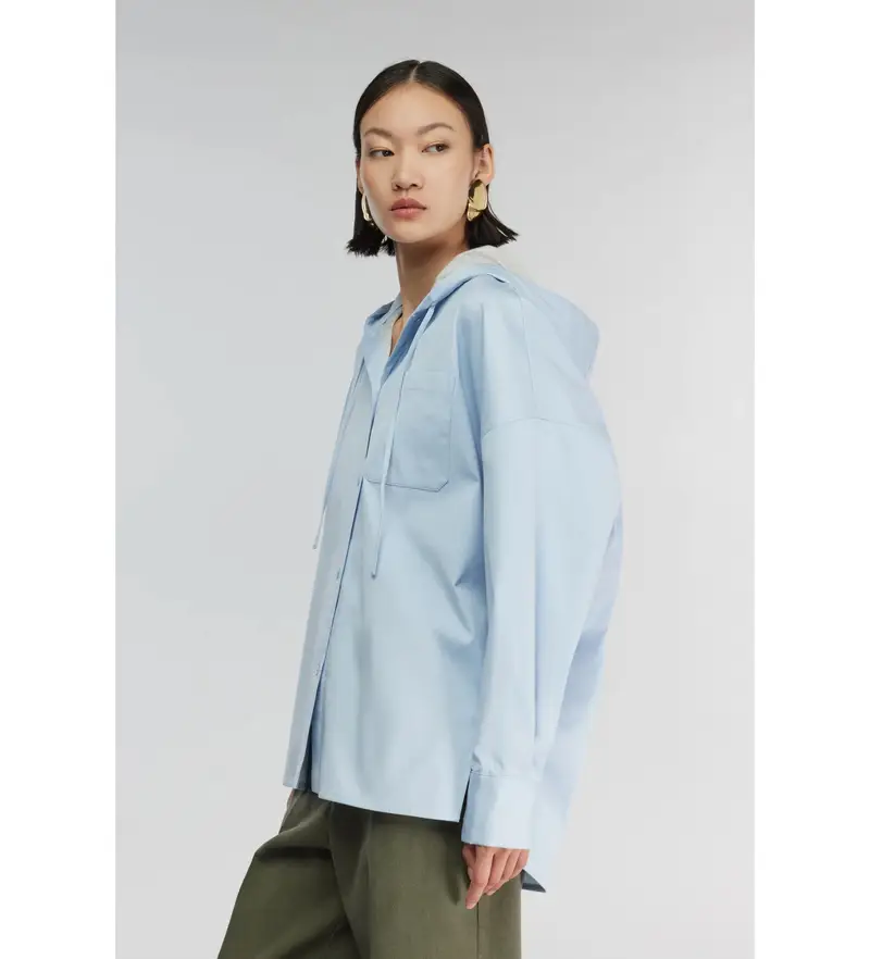 per donna Y5WK11 Maglietta blu Greta (38), Casual, Cotone, Manica lunga