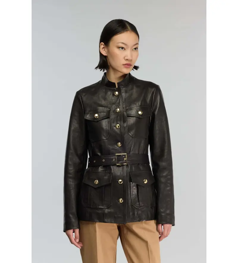 per donna Y5WT25 Giacca nera Delia (38), Nero, Casual, Pelle