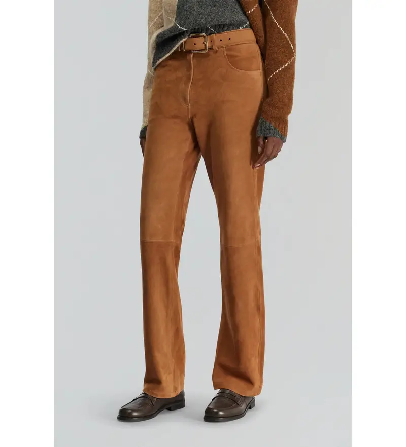 per donna. Y5WT30 Pantaloni grigi Elsa (40), Marrone, Casual, Camoscio Pelle