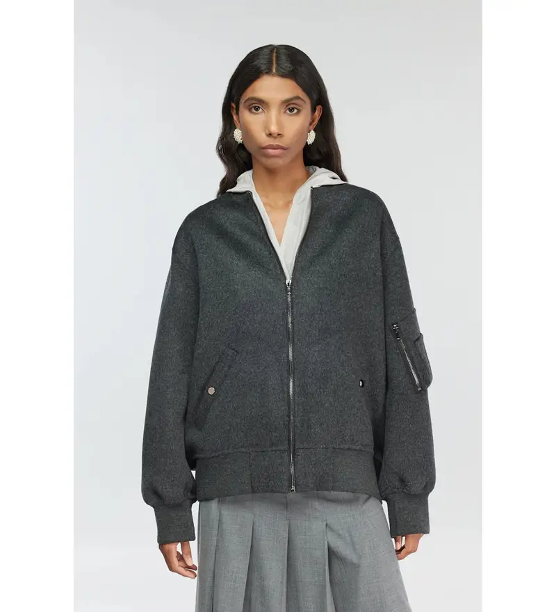 per donna Y5WV51 Bomber Azalea Antracite (42), Casual, Grigio, Lana