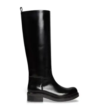 per donna Y5WZ15 Stivali in pelle nera Luce (39), Nero, 1 a 3 cm, Cerniera, Casual