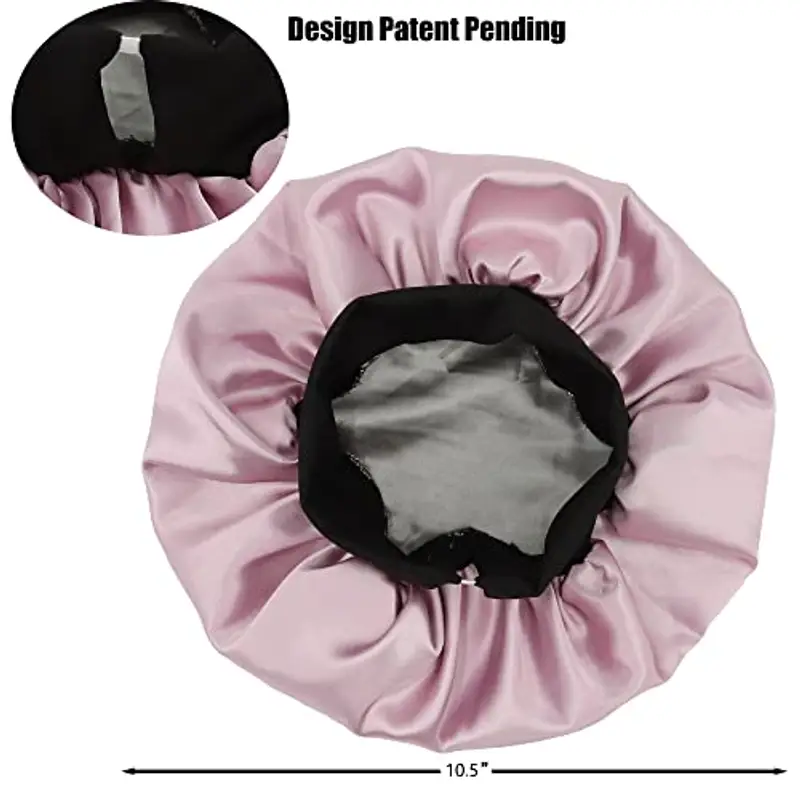 SENGTERM Berretto da Notte con Elastico in Seta Cuffia per Capelli Cappuccio per Bambine, Doppio Strato, con Fascia miniatura 2