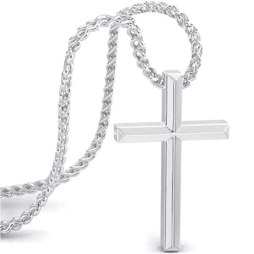 SERASAR Collana Croce da Uomo Catena con Ciondolo 50cm Gioielli in Argento Idea Regalo per di Gesù