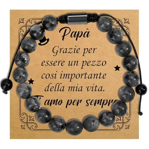 SereneGLow Festa del Papa Idee Regalo Papa Compleanno Bracciale Pietre Naturali Bracciale Uomo Idee Regali per Padre