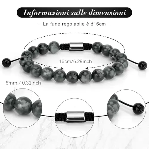 SereneGLow Festa del Papa Idee Regalo Papa Compleanno Bracciale Pietre Naturali Bracciale Uomo Idee Regali per Padre miniatura 2