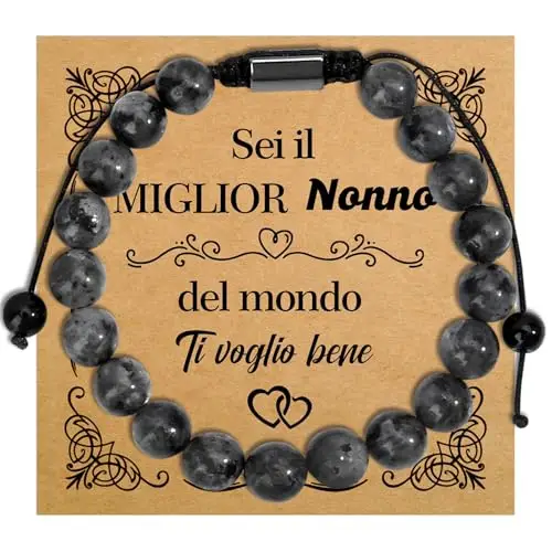 SereneGLow Regalo Nonno Compleanno Regalo Festa Dei Nonni Bracciale Pietre Naturali Bracciale Uomo Regali Nonno Natale