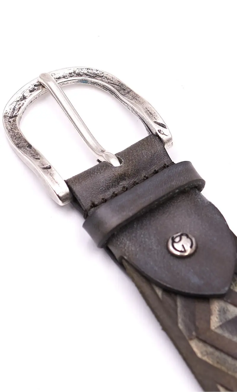 Cintura in pelle laserata sergio gavazzeni grigia, colore grigio miniatura 2