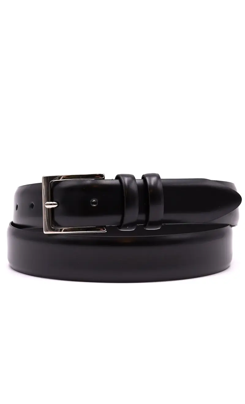 Cintura in pelle liscia classica stretta, colore nero