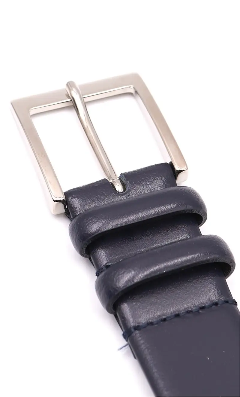 Cintura in pelle liscia larga, colore blu miniatura 2