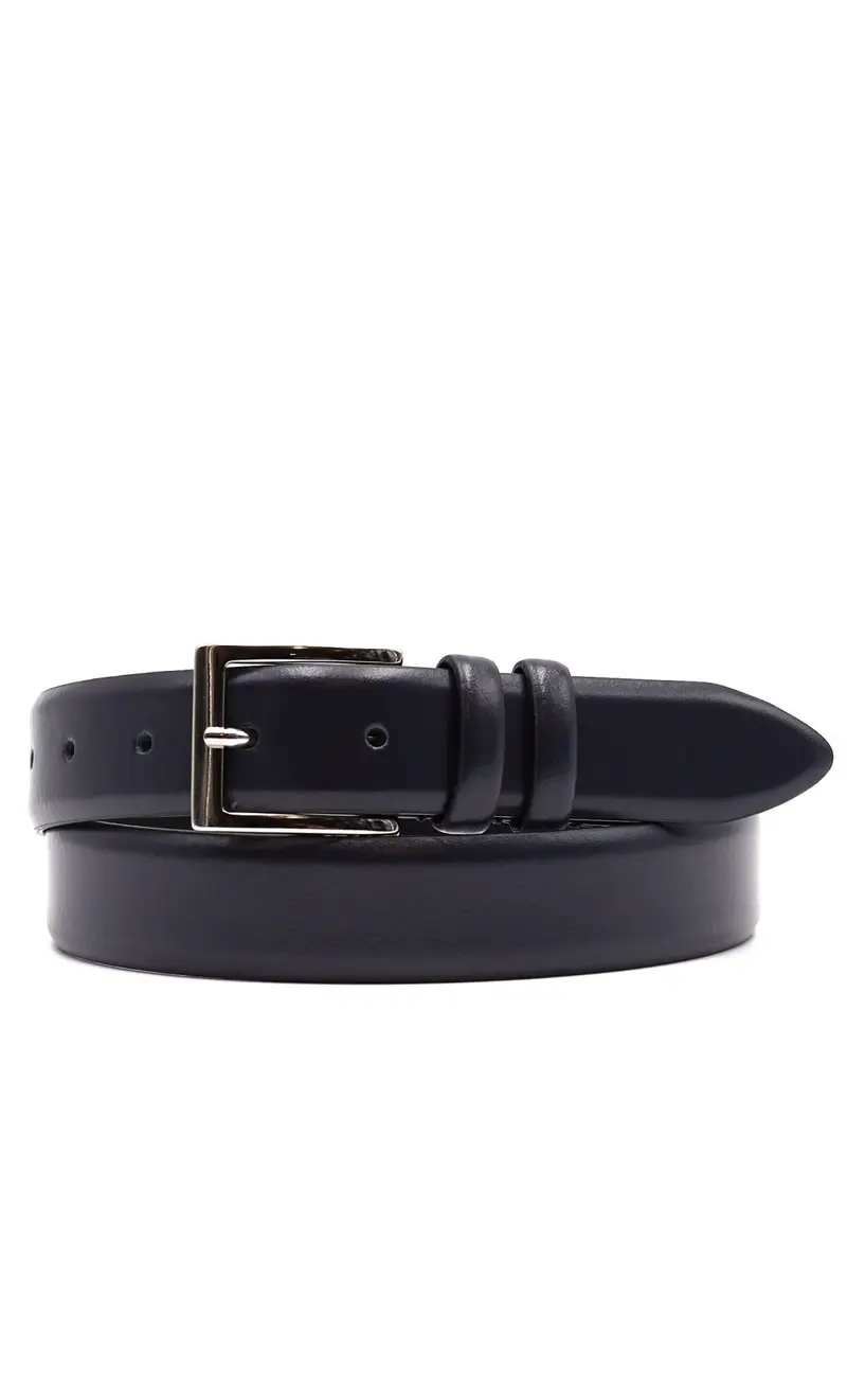 Cintura in pelle liscia stretta, colore blu