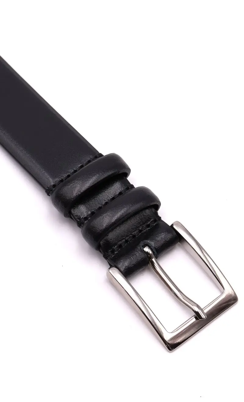 Cintura in pelle liscia stretta, colore nero miniatura 2