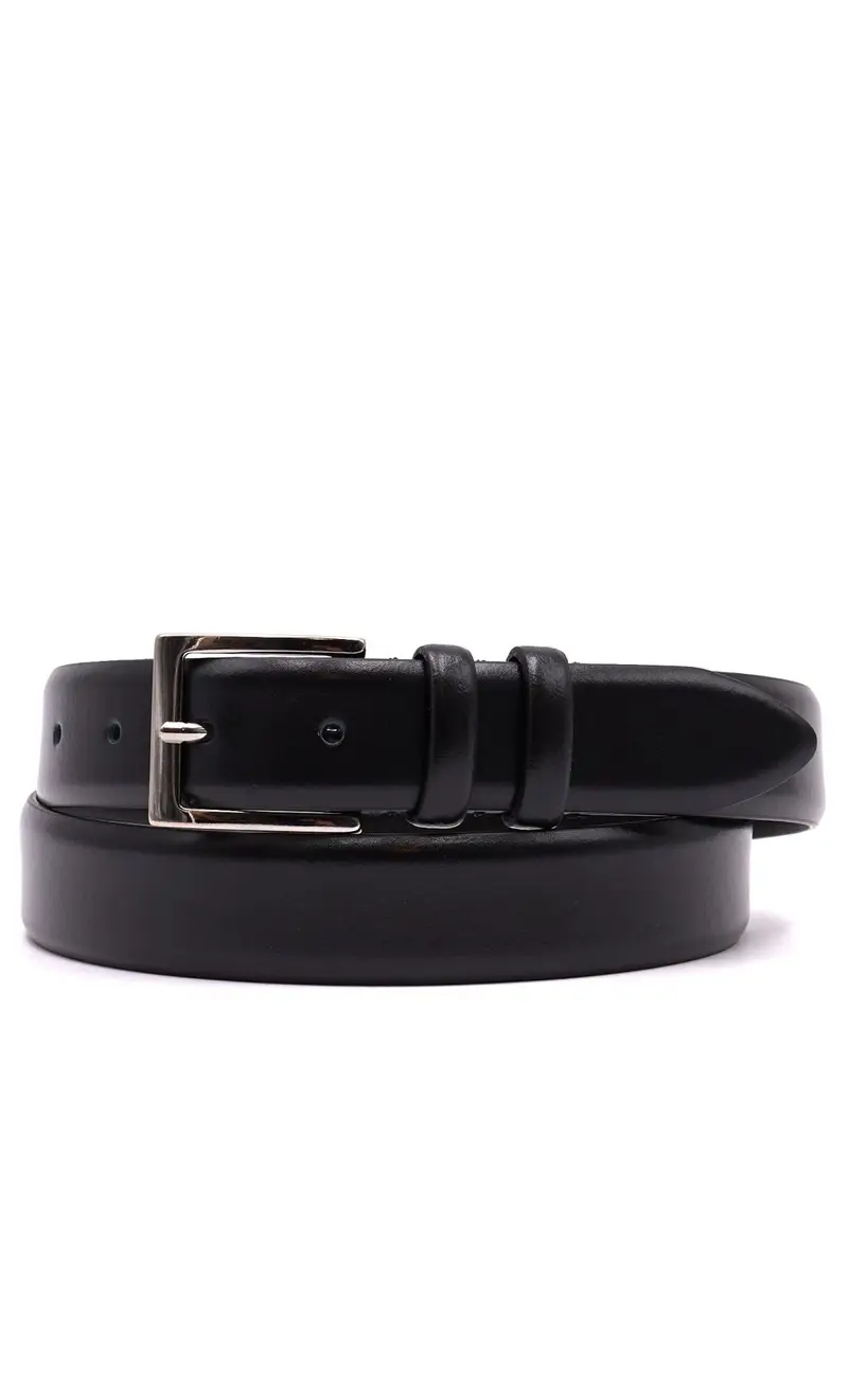 Cintura in pelle liscia stretta, colore nero