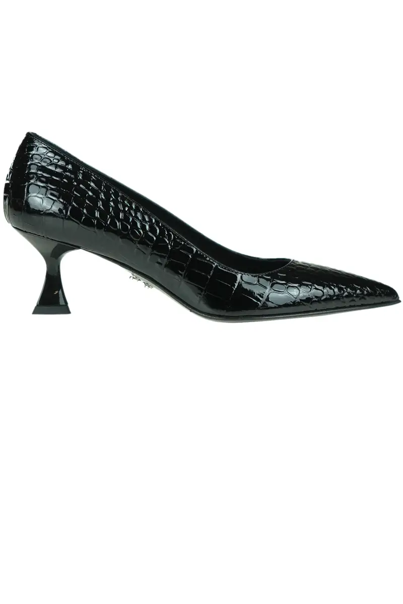 Decolletè Chenny in pelle effetto coccodrillo Nero