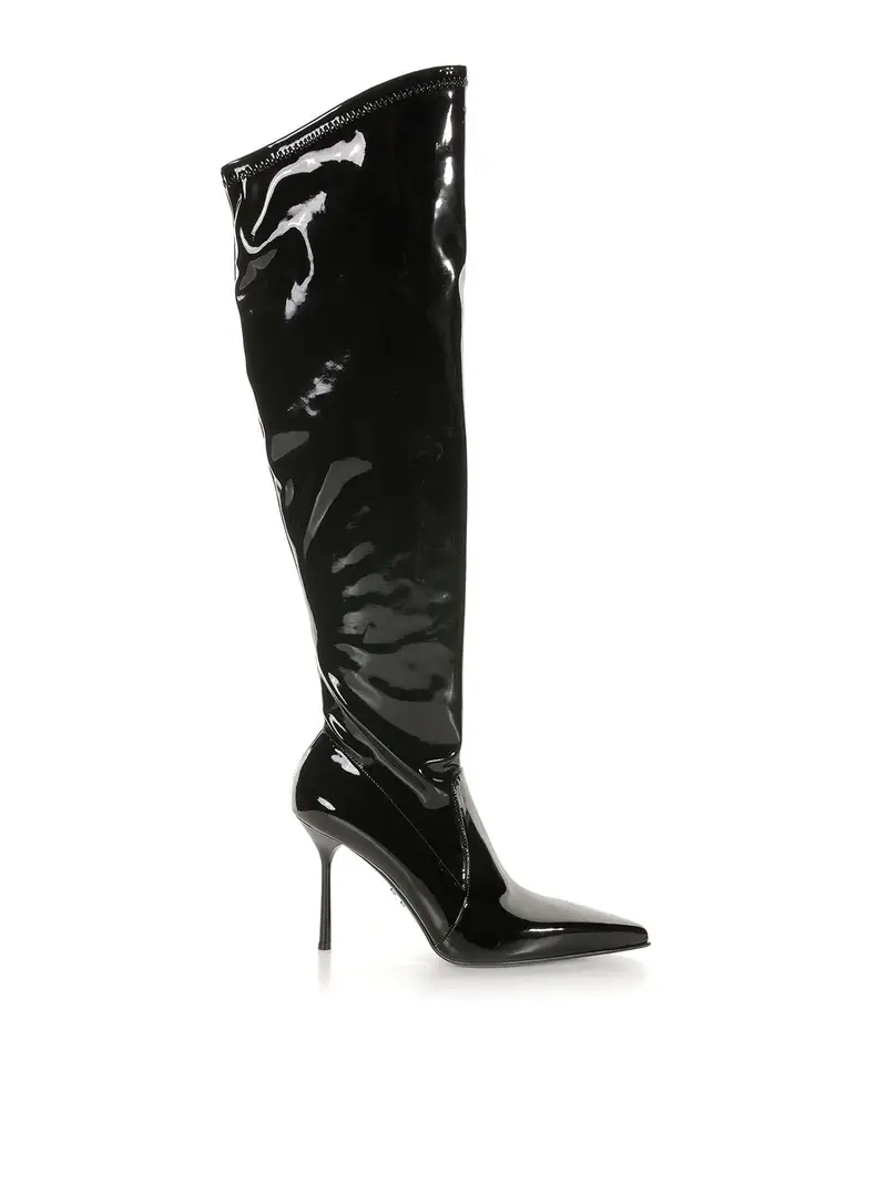 Stivale In Pelle Lucida Elasticizzata Nero