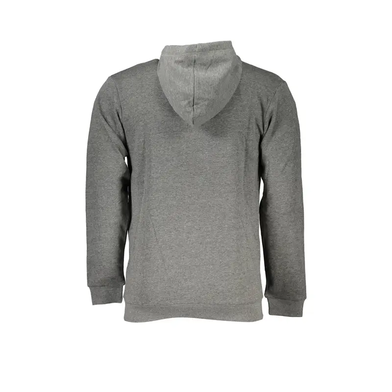 Felpa Uomo Grigia Zip Cappuccio Felpata Logo Grigio miniatura 2