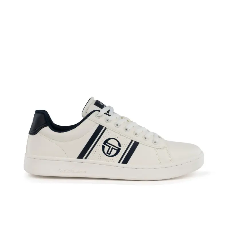 Sneakers tennis blu e bianche da uomo con logo laterale