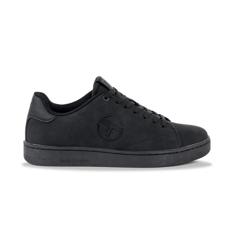 Sneakers tennis nere da uomo con logo laterale