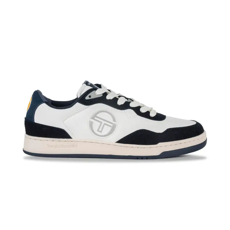 Sneakers tennis uomo bianche e nere con logo laterale