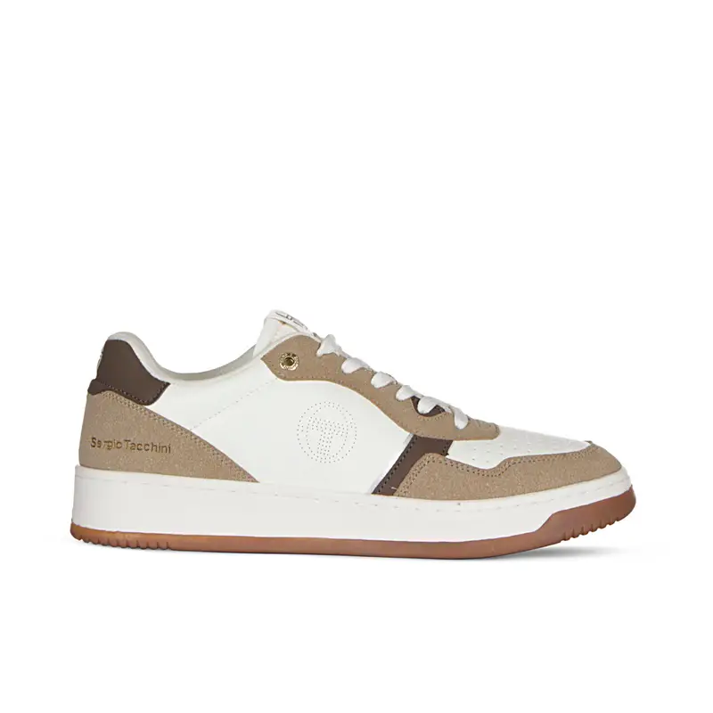 Sneakers uomo bianche e beige da tennis con logo