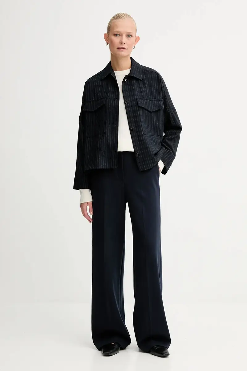 camicia con lana colore blu navy 25110028 miniatura 2