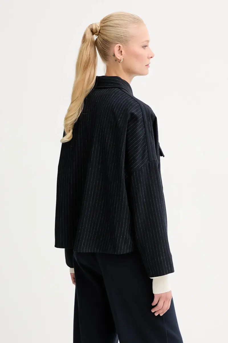 camicia con lana colore blu navy 25110028 miniatura 3