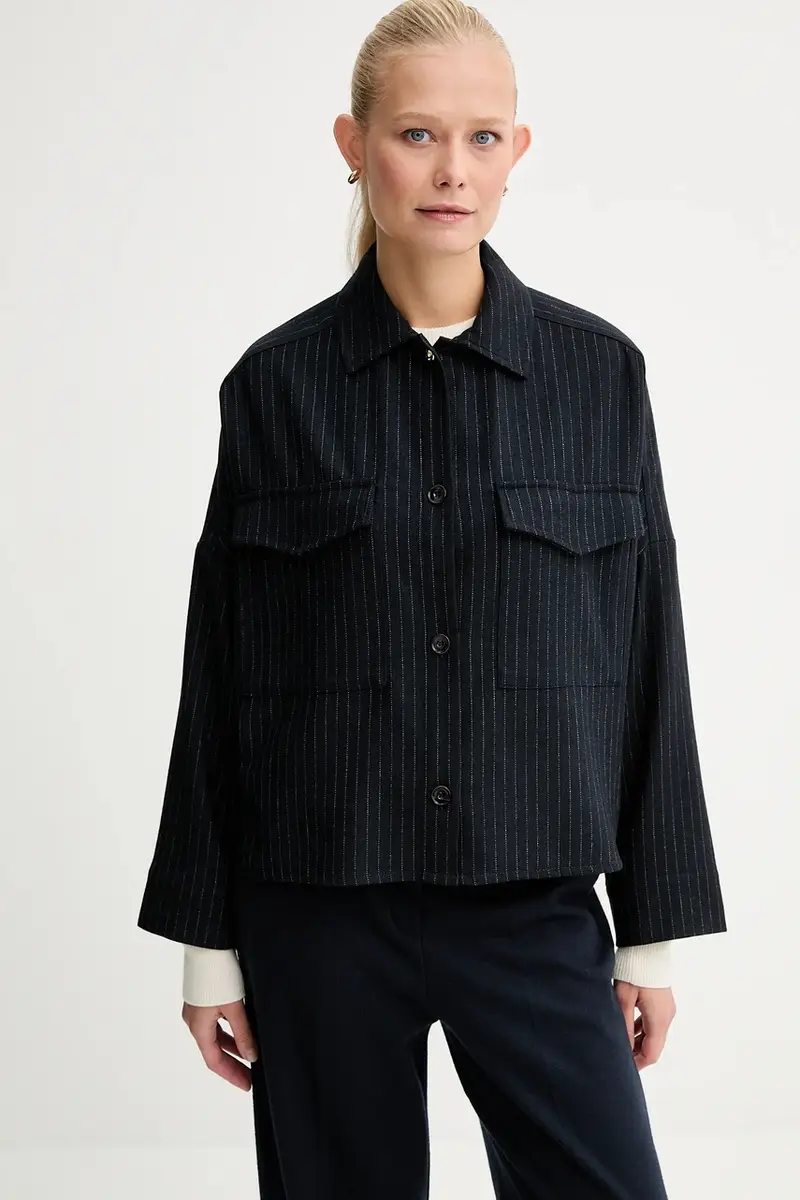 camicia con lana colore blu navy 25110028 miniatura 4