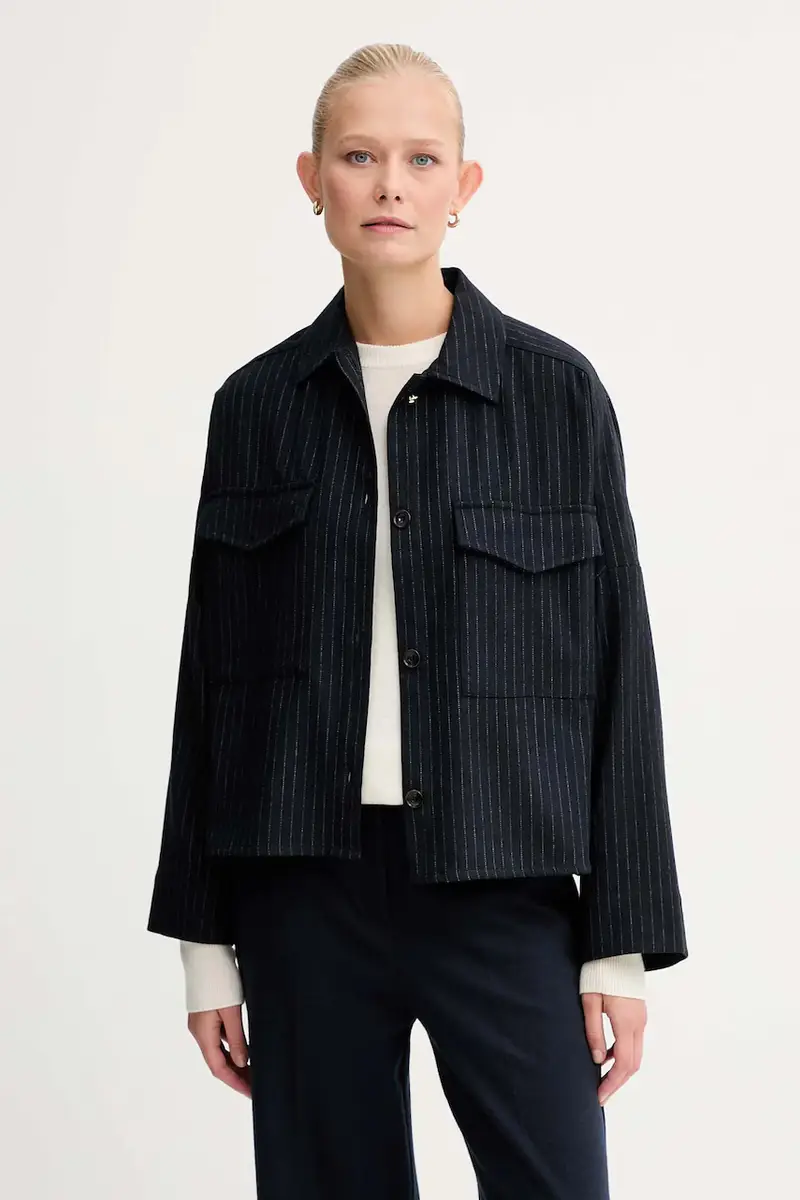 camicia con lana colore blu navy 25110028