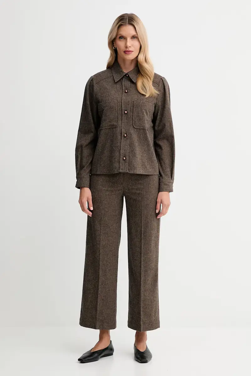 camicia con lana colore marrone 25110009 miniatura 2