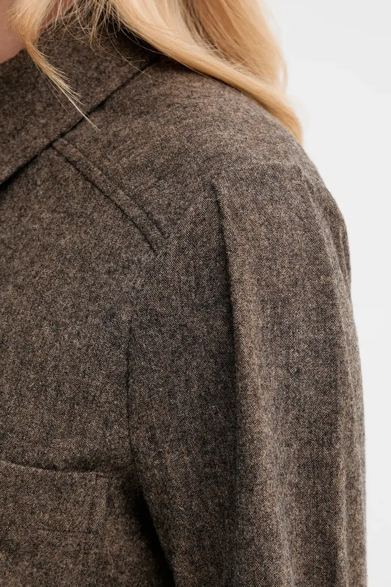 camicia con lana colore marrone 25110009 miniatura 5