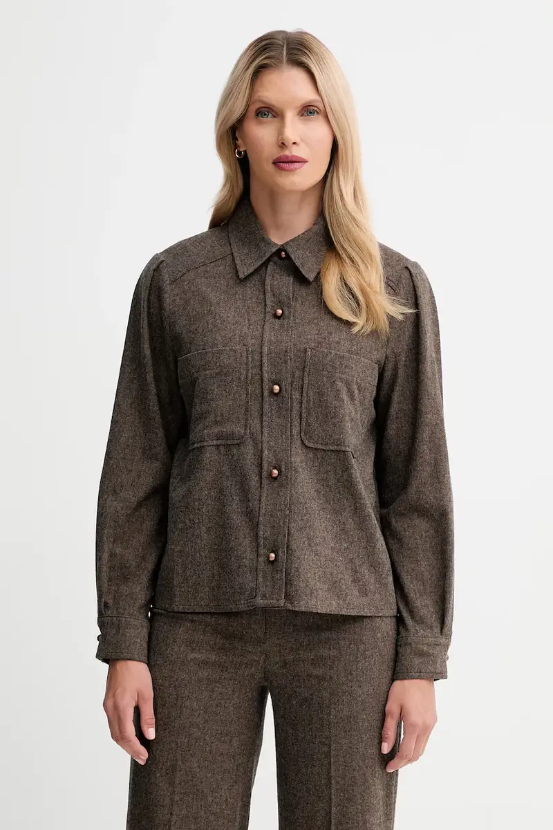 camicia con lana colore marrone 25110009