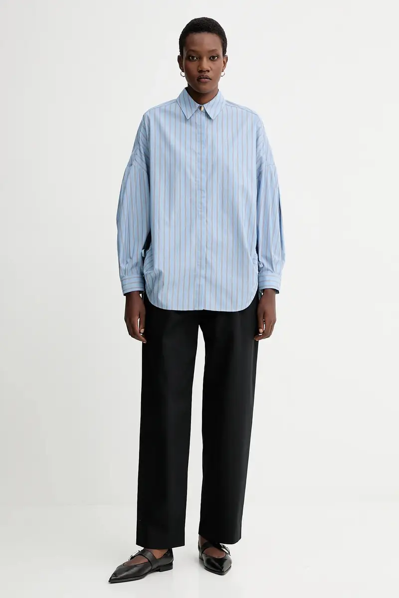 camicia in cotone donna colore blu 25110027 miniatura 2