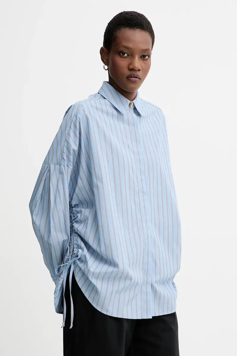 camicia in cotone donna colore blu 25110027 miniatura 4