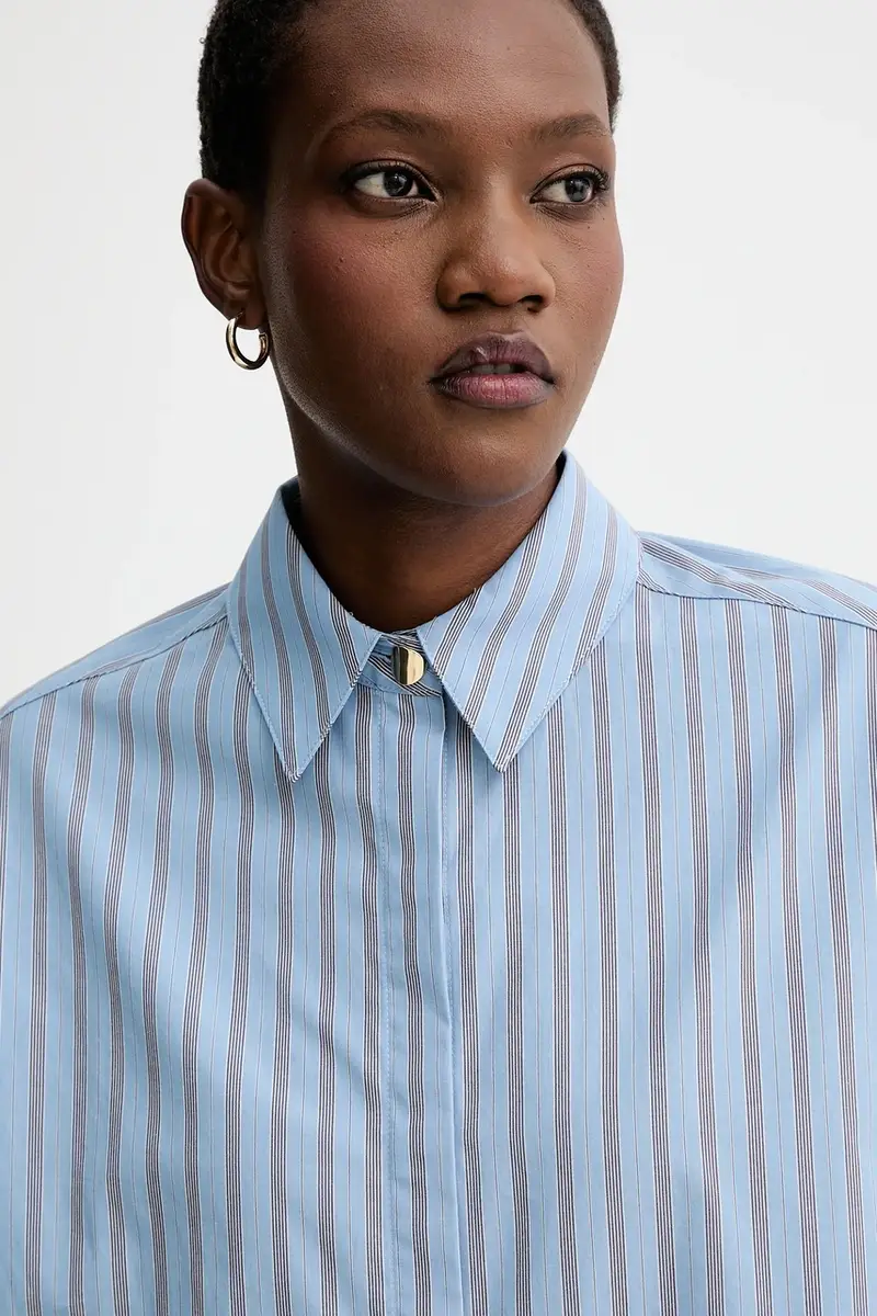 camicia in cotone donna colore blu 25110027 miniatura 5