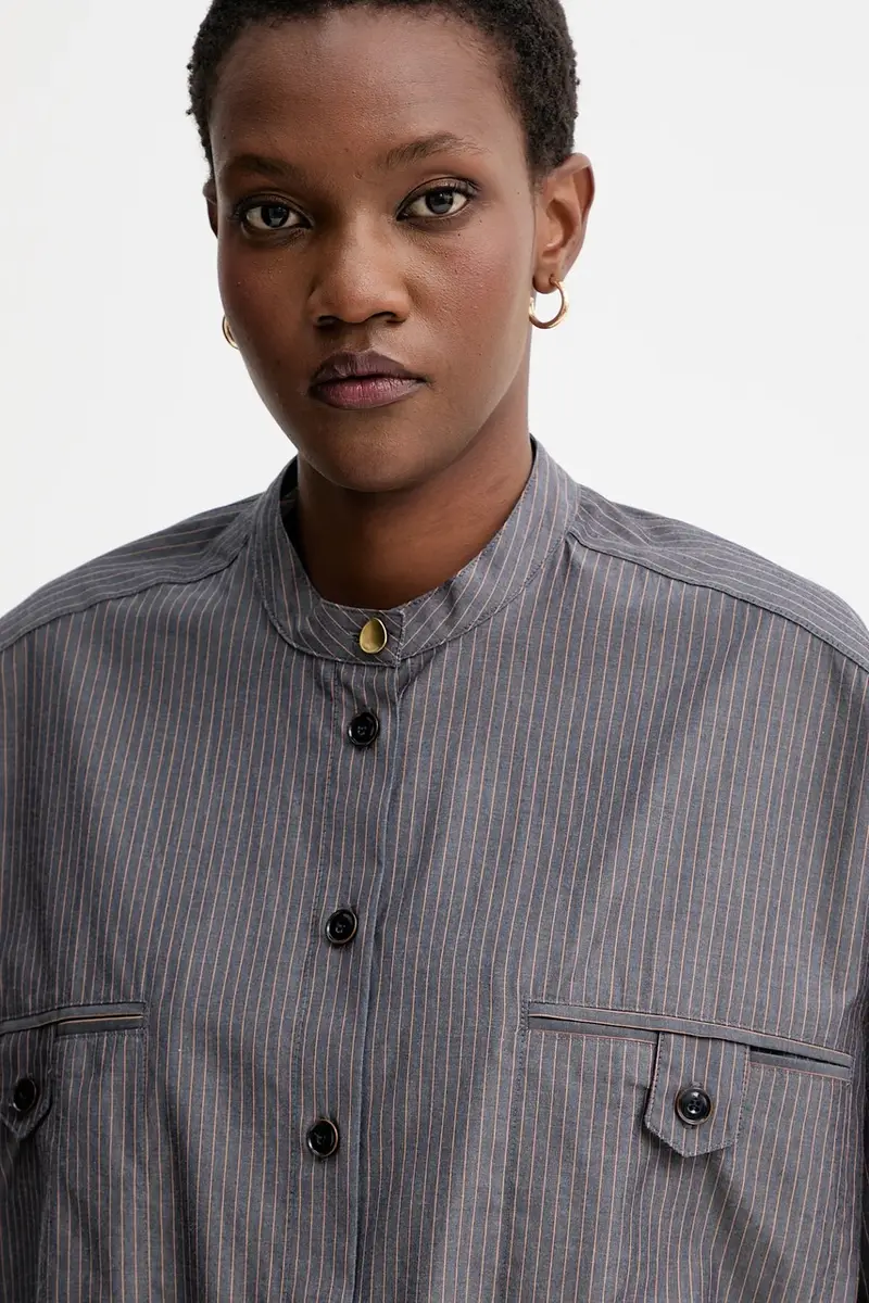 camicia in cotone donna colore grigio 25110034 miniatura 4