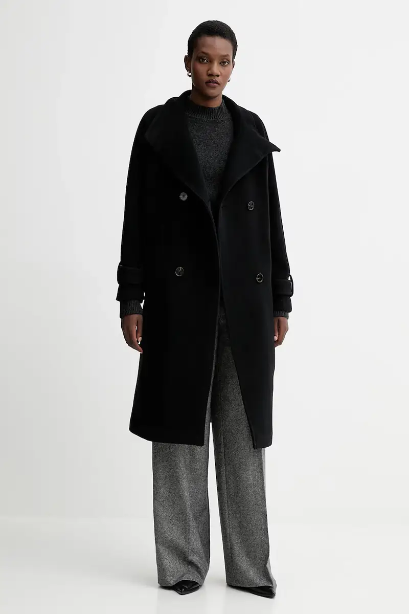 cappotto con lana colore nero 25112002 miniatura 2