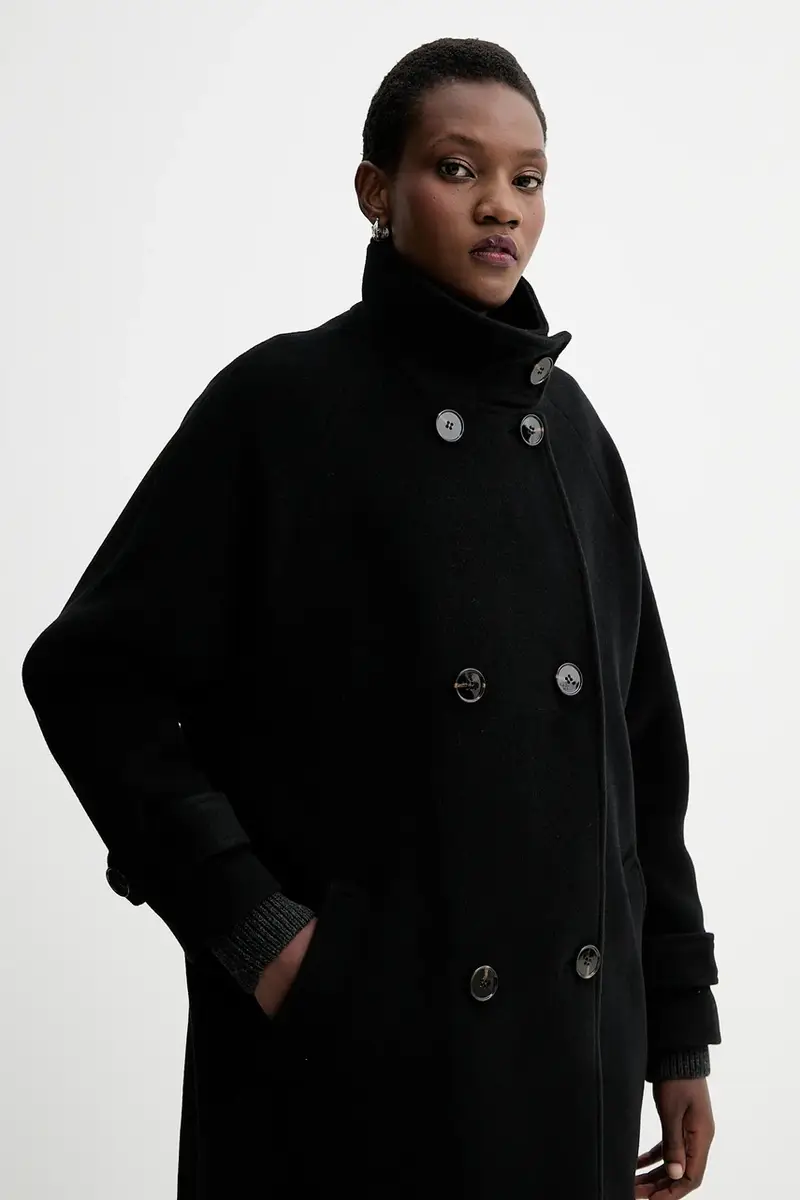 cappotto con lana colore nero 25112002 miniatura 4