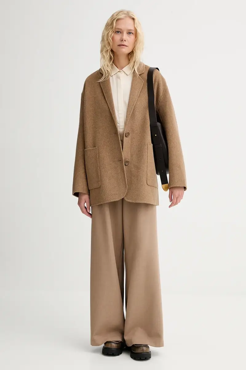 cappotto in lana colore beige 25113004 miniatura 2