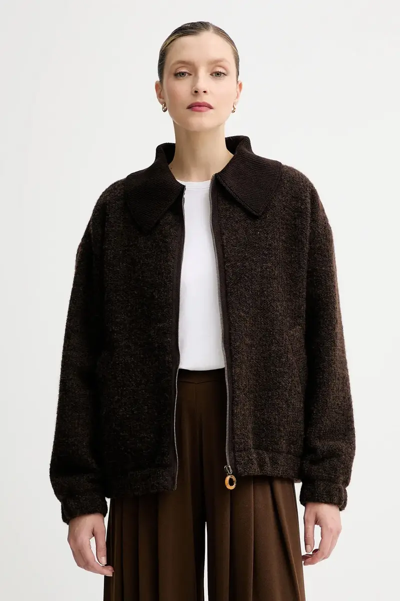 giacca con lana colore marrone 25112012 miniatura 3