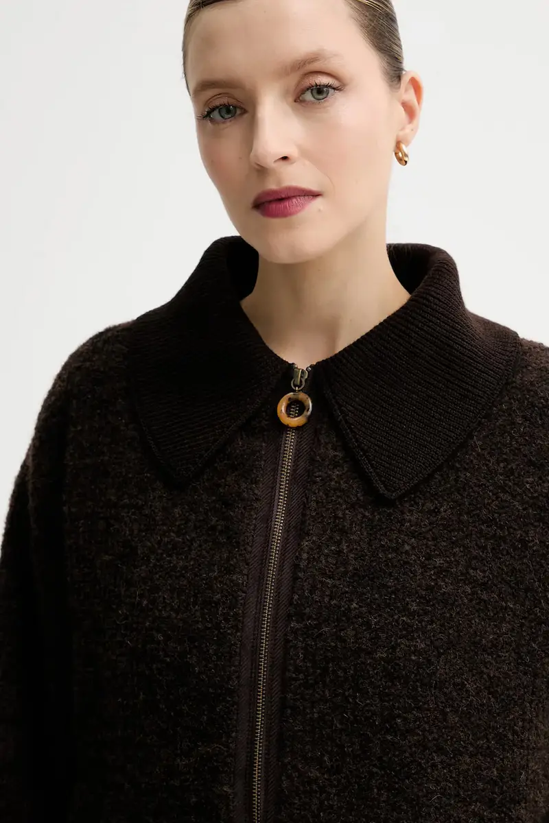 giacca con lana colore marrone 25112012 miniatura 5