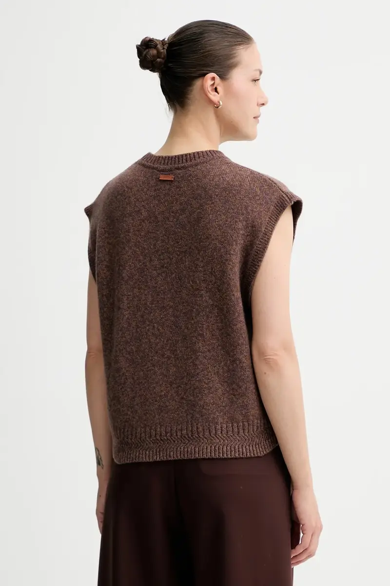 gilè in lana donna colore marrone 24109002 miniatura 3